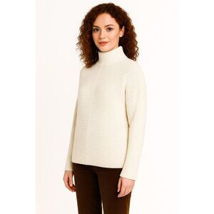 Brochu Walker High Neck Womens Small Sweater Cream Wool Blend